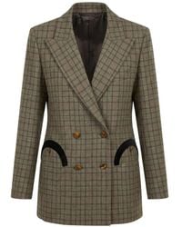 Blazé Milano - Check-Pattern Double-Breasted Blazer - Lyst