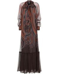 Etro - Paisley-Print Pussy-Bow Maxi Dress - Lyst