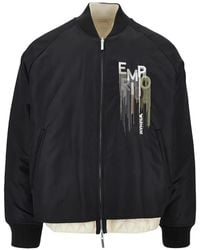 Emporio Armani - Logo-Embroidered Long-Sleeve Bomber Jacket - Lyst