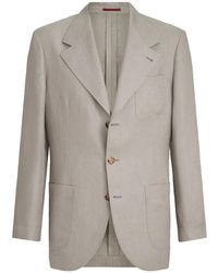 Brunello Cucinelli - Linen Micro Chevron Unlined Blazer - Lyst