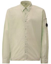 C.P. Company - Chemise Boutonnée En Popeline À Détail De Verre - Lyst