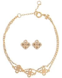 Tory Burch - Clover-Logo Earrings And Bracelet Set - Lyst