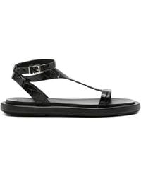 Poeve - Nairobi Croc-Effect T-Bar Sandals - Lyst
