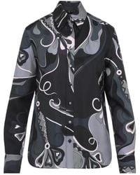 PUCCI - Abstract-Print Silk Shirt - Lyst