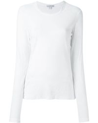 James Perse - T-shirt girocollo bianca con maniche lunghe - Lyst