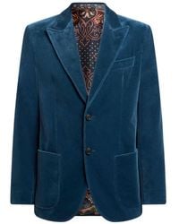 Etro - Single-Breasted Plain-Coloured Cotton Velvet Jacket - Lyst