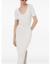 HUGO - Geripptes Midikleid mit Schnürung - Lyst