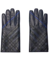 Burberry - Check Intarsia Leather Gloves - Lyst