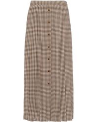 Prada - Houndstooth-print Pleated Midi Skirt - Lyst