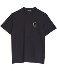 Just Cavalli - Lurex Logo-Embroidered T-Shirt - Lyst