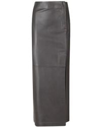 Alysi - Leather Wrap-Style Midi Skirt - Lyst