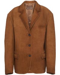 Prada - Single-Breasted Suede Blazer - Lyst