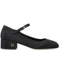 Miu Miu - Canvas Leather-Lined Mary Jane Pumps - Lyst