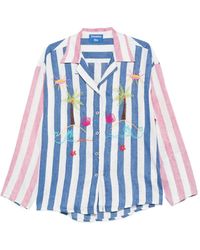 SUSANNA BLU - Striped Embroidered Shirt - Lyst