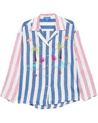 SUSANNA BLU - Striped Embroidered Shirt - Lyst