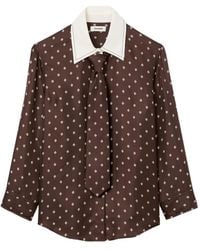 Sandro - Blouse Met Geometrische Print En Gestrikte Hals - Lyst