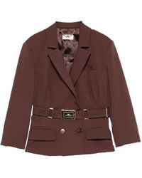 Elisabetta Franchi - Double-Breasted Tailored Belted Jacket - Lyst