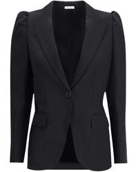 McQueen - Puff-Shoulder Single-Breasted Blazer - Lyst