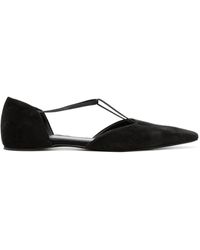 Totême - The T-strap Suede Ballerina Shoes - Lyst
