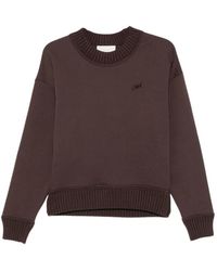 Closed - Ribbed-Trim Logo-Embroidered Sweatshirt - Lyst