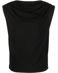 FEDERICA TOSI - Blusa con manga corta y cuello fruncido - Lyst