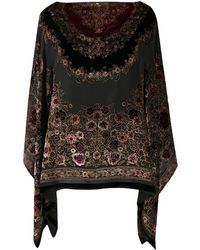 Etro Floral Velvet-flock Cape - Black