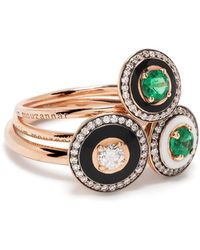 Selim Mouzannar - 18kt Rose Gold Mina Diamond And Emerald Ring Set - Lyst