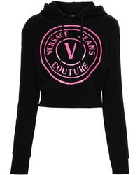 Versace - Cropped Hoodie Met Logoprint - Lyst