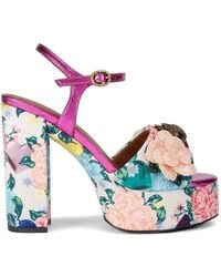 Kurt Geiger - Kensington Floral Embellished Platform Sandals - Lyst