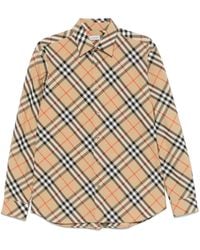 Burberry - Check Print Casual Shirt With Classic Spread Colla - Lyst