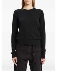 Ann Demeulemeester - Cut-Out Fine-Knit Long-Sleeved T-Shirt - Lyst