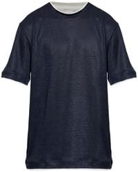 Eleventy - Layered-Neck Linen T-Shirt - Lyst