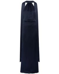 CAYET - Lama Halterneck Draped-Panel Maxi Dress - Lyst