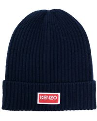 KENZO - Logo-patch Ribbed-knit Beanie - Lyst