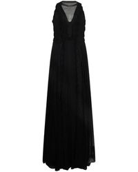 Alberta Ferretti - Lace-Trimmed Pleated Maxi Dress - Lyst