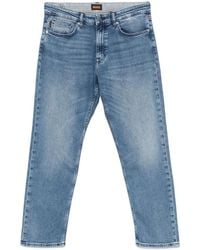 BOSS - Logo-Patch Straight-Leg Jeans - Lyst