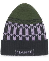 Marni - Wool Beanie With Geometric Motif - Lyst