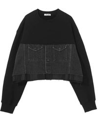 Undercover - Denim-Panel Cropped Sweatshirt - Lyst