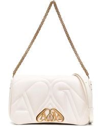 McQueen - Seal Logo Small Leather Crossbody Bag - Lyst