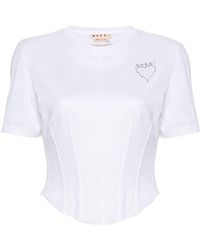 Marni - Embroidered-logo T-shirt - Lyst