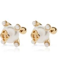 CASABLANCA - Pearl-Embellished Logo-Plaque Earrings - Lyst