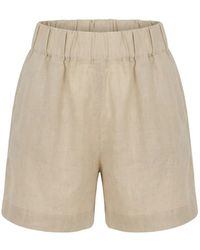 120% Lino - Elasticated-Waist Linen Shorts - Lyst