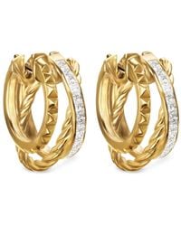 David Yurman - Pendientes de aro Crossover Multi Row de 18 mm en oro amarillo de 18 ct con diamantes - Lyst