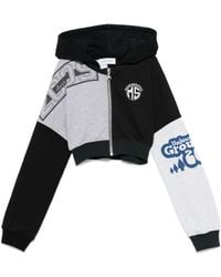 Marine Serre - Felpa Crop Con Cappuccio E Stampa - Lyst