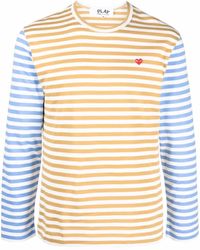 COMME DES GARÇONS PLAY - Logo-Embroidered Stripe-Print T-Shirt - Lyst