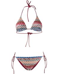 Missoni Bikini Fiammato con diseño colour block - Rojo