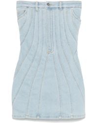 Mugler - Strapless Denim Mini Dress - Lyst