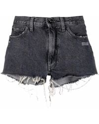 Off-White c/o Virgil Abloh - Corporate Frayed Denim Shorts - Lyst