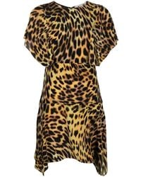 Stella McCartney - Leopard-Print Silk Flounce Dress - Lyst