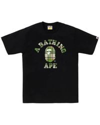 A Bathing Ape - Ape Head Check-Print T-Shirt - Lyst